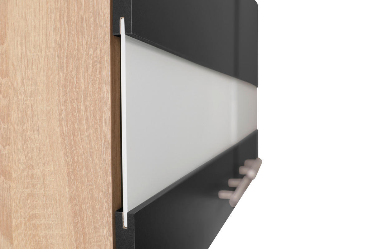 KÜCHENOBERSCHRANK 100/56,1/34,6 cm  in Schwarz, Eichefarben  - Eichefarben/Silberfarben, Basics, Glas/Holzwerkstoff (100/56,1/34,6cm) - Respekta