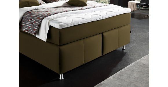 BOXSPRINGBETT 140/200 cm  in Olivgrün  - Alufarben/Olivgrün, KONVENTIONELL, Textil/Metall (140/200cm) - Dieter Knoll