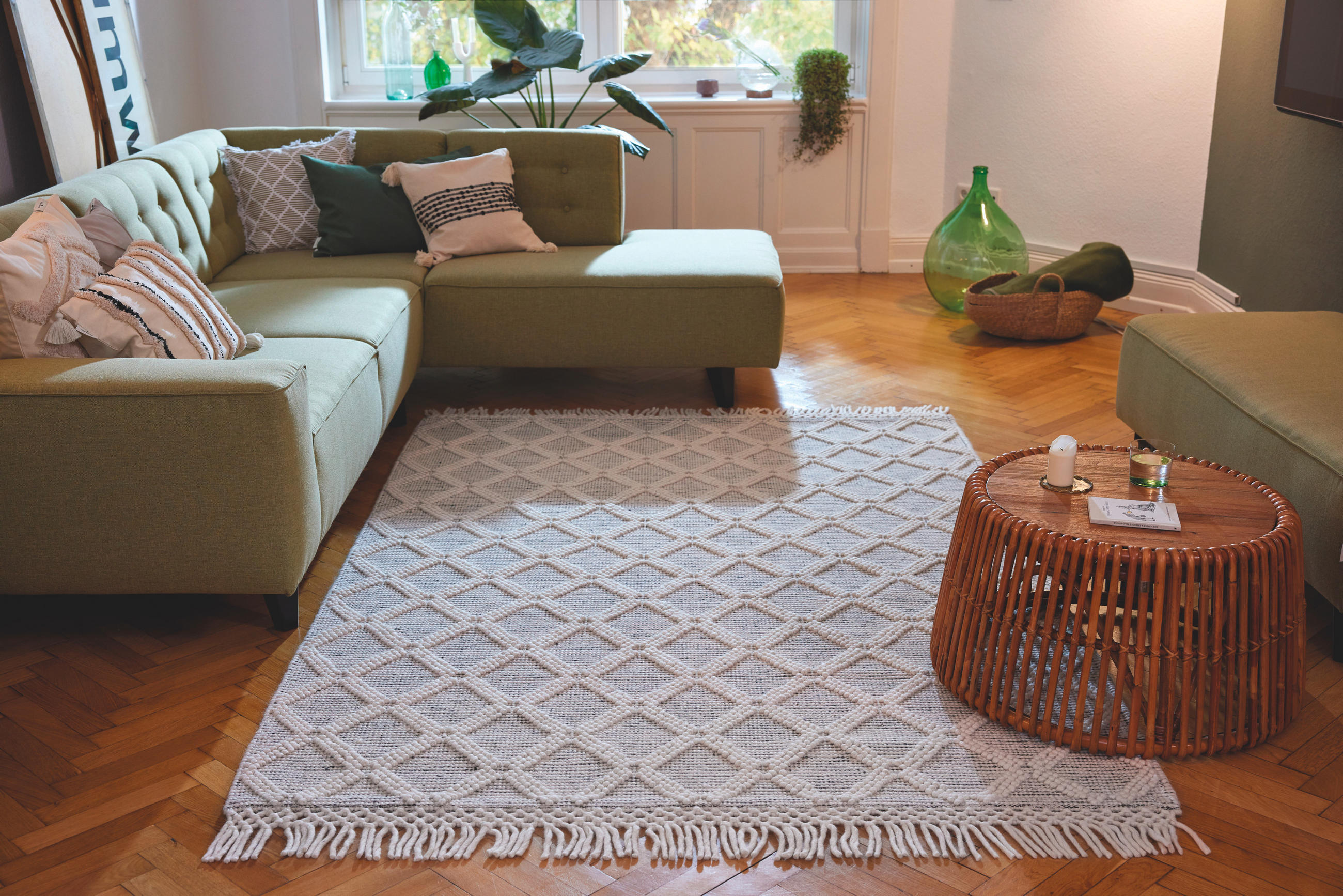 HANDWEBTEPPICH 65/135 cm Colored Macrame one Grau, Weiß  - Weiß/Grau, KONVENTIONELL, Textil (65/135cm) - Tom Tailor