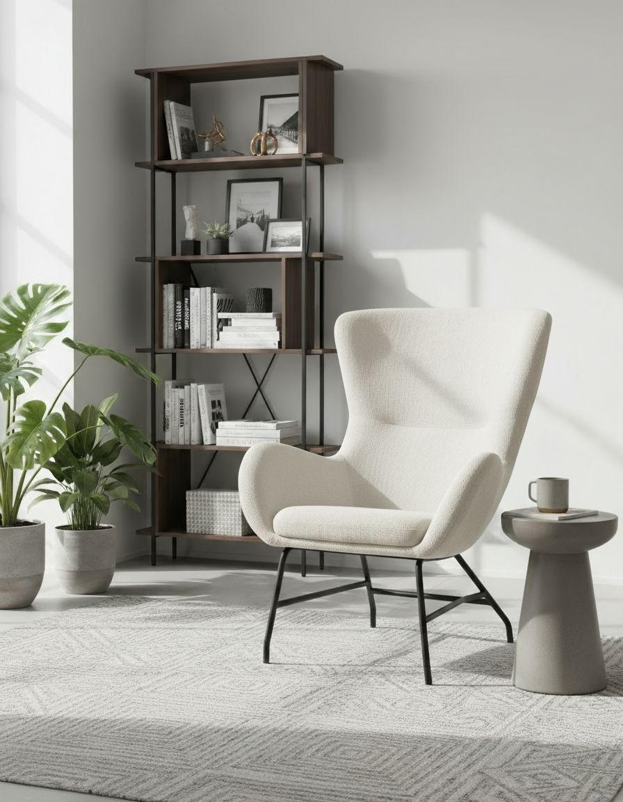 SESSEL in Bouclé Creme  - Creme/Schwarz, MODERN, Textil/Metall (77/106.5/84cm) - Livetastic