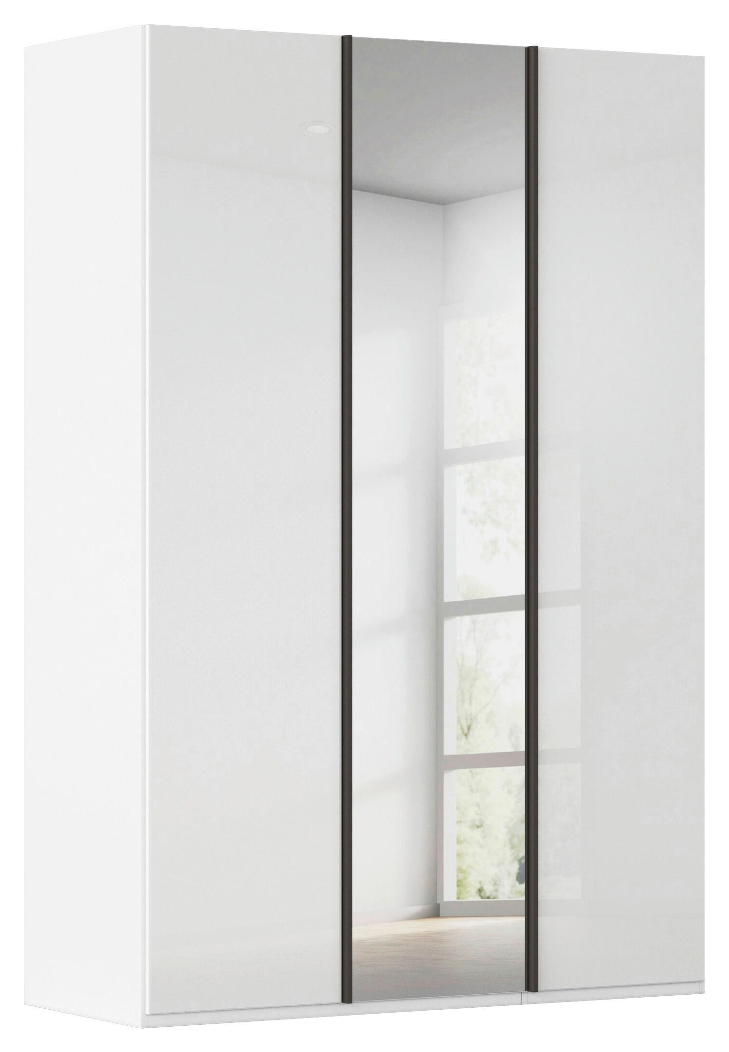 DREHTÜRENSCHRANK 151/235/61 cm,  in Weiß, 3-türig  - Graphitfarben/Weiß, Basics, Glas/Holzwerkstoff (151/235/61cm) - Novel