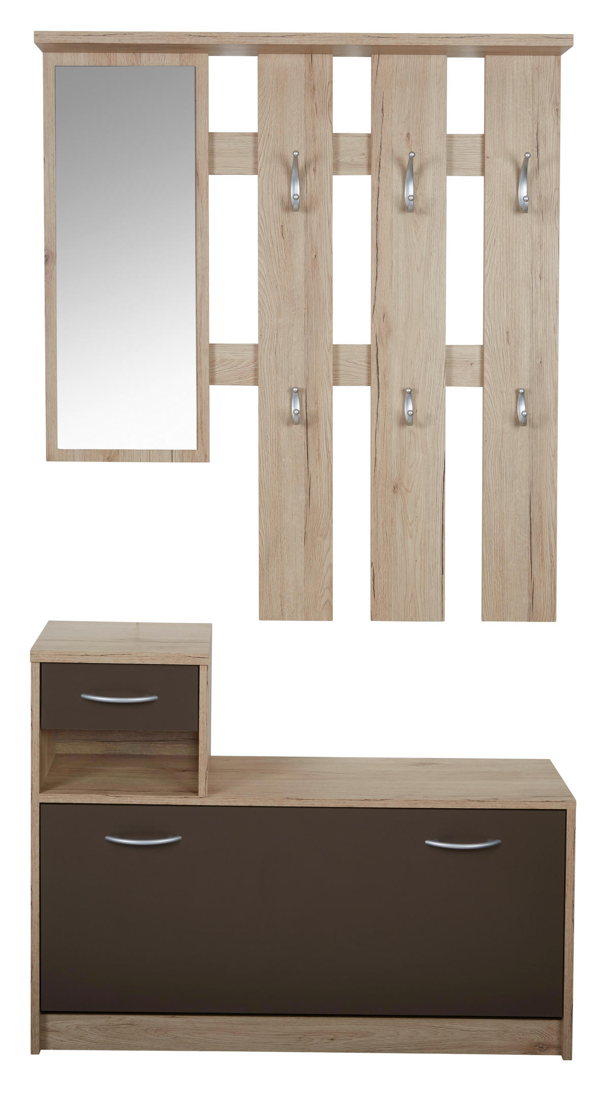 GARDEROBE  in 100/190/26 cm  - Eichefarben/Braun, KONVENTIONELL, Glas/Holzwerkstoff (100/190/26cm) - MID.YOU