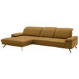 ECKSOFA in Echtleder Currygelb  - Currygelb/Schwarz, Design, Leder/Metall (193/332cm) - Dieter Knoll