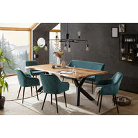 TISCHGRUPPE   - Waldgrün/Naturfarben, MODERN, Holz/Textil (200/100/76,5cm) - Livetastic