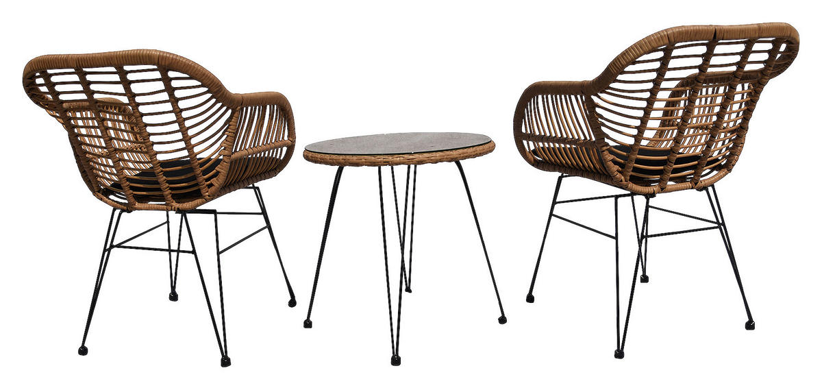 BALKONSET  - Dunkelgrau/Naturfarben, MODERN, Glas/Kunststoff - Ambia Garden