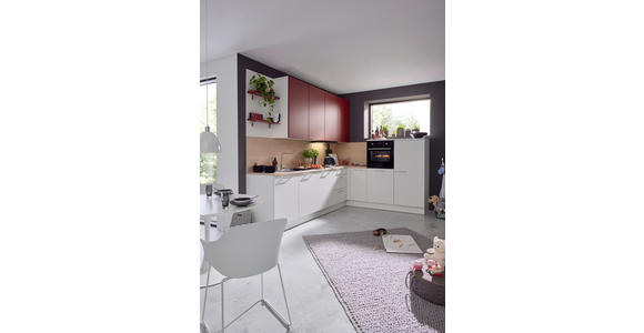 EINBAUKÜCHE - Eichefarben/Rot, Design, Holzwerkstoff - Dieter Knoll