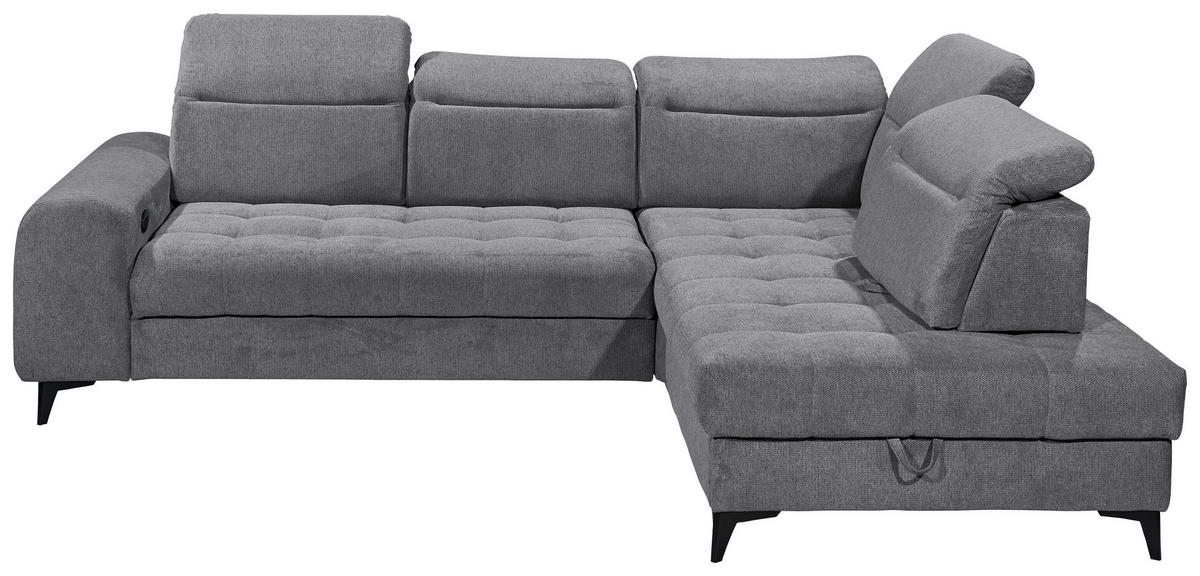 ECKSOFA in Webstoff Anthrazit  - Anthrazit/Schwarz, Konventionell, Kunststoff/Textil (282/200cm) - MID.YOU