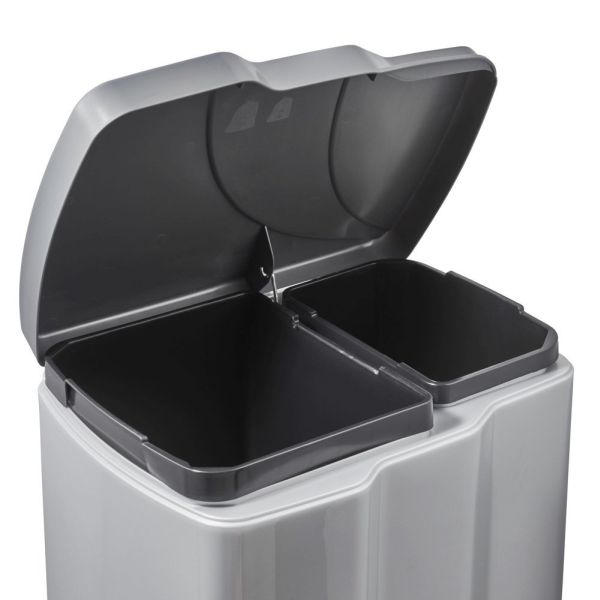 SUSTAV ZA ODVAJANJE OTPADA  7 + 15 l   - srebrne boje/crna, Basics, plastika (39,5/29/43cm)