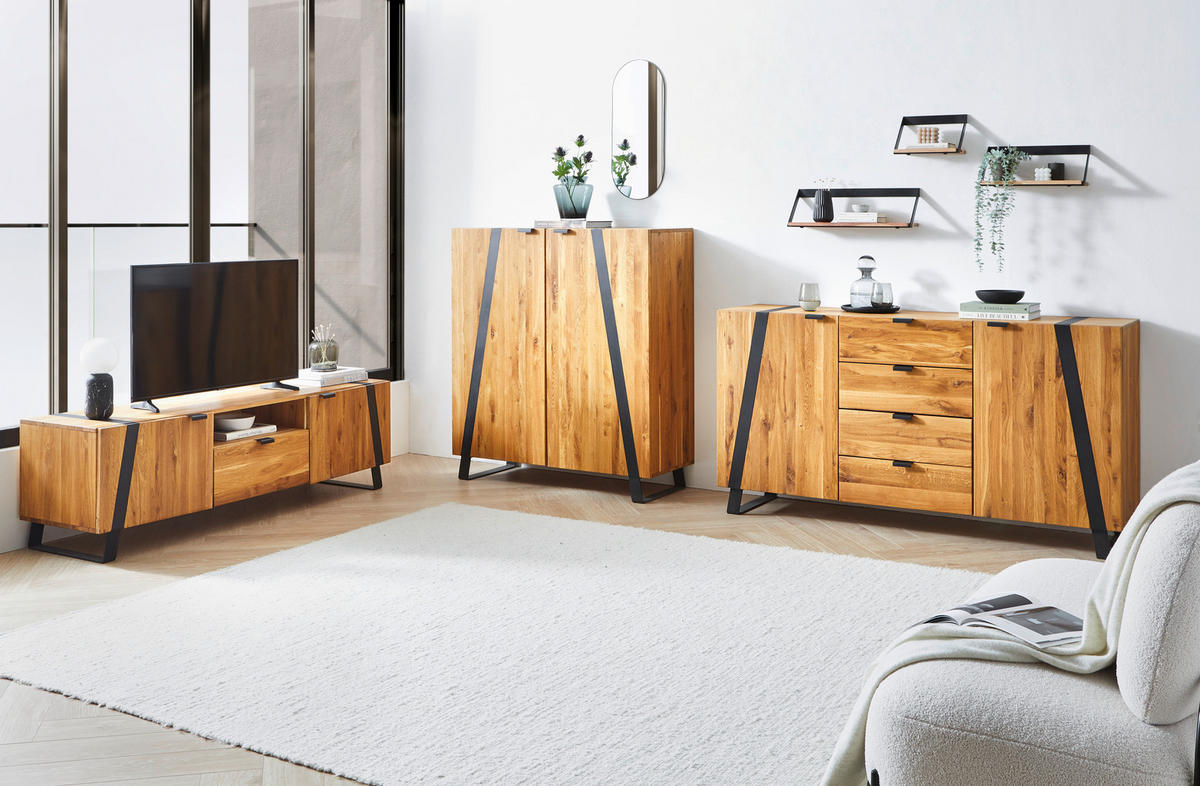 SIDEBOARD  in 172,8/90,6/43 cm  - Eichefarben/Schwarz, Trend, Holz/Metall (172,8/90,6/43cm) - Landscape