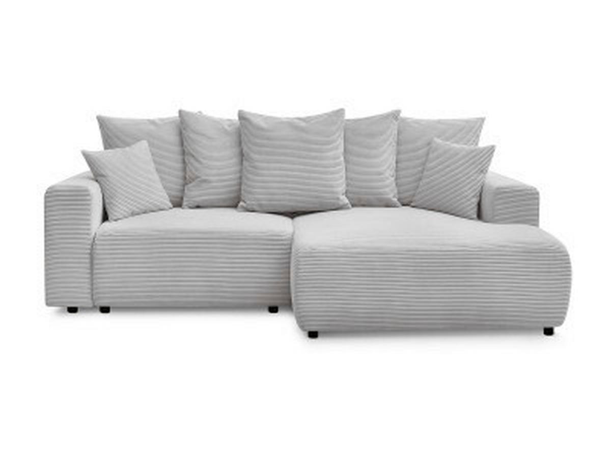 ECKSOFA Ottomane rechts  ATILLA Hellgrau Cord  - Hellgrau/Schwarz, MODERN, Kunststoff/Textil (244/149cm)
