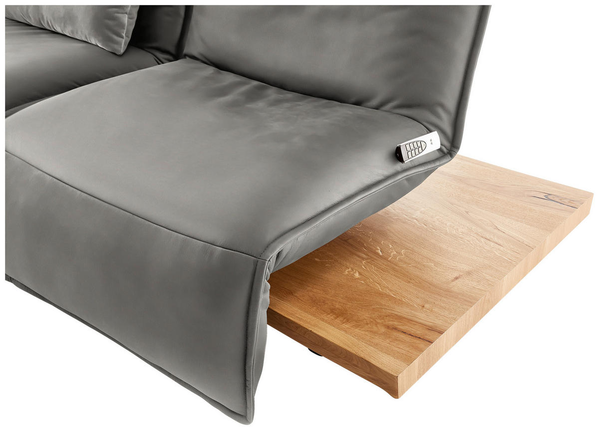 2-SITZER-SOFA in Leder Hellgrau  - Eichefarben/Hellgrau, Natur, Leder/Holz (240/63/115cm) - Koinor