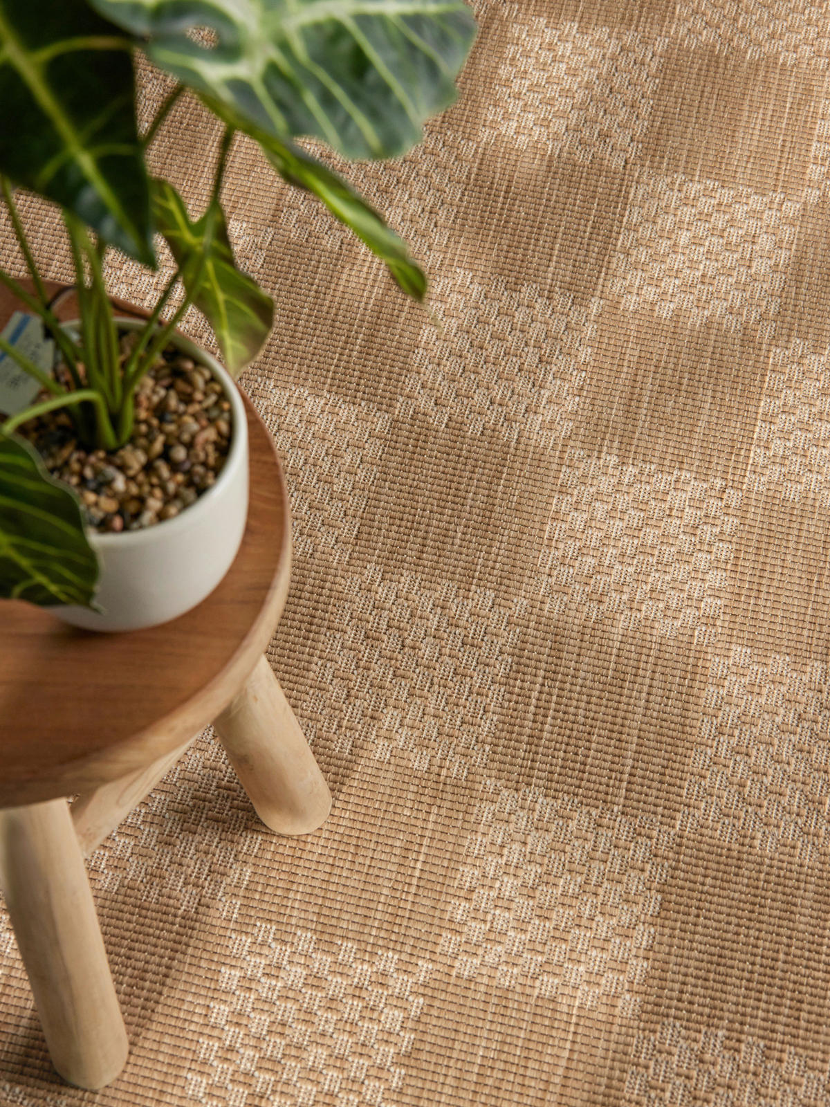 FLACHWEBETEPPICH 80/200 cm Haringey Weiß, Sandfarben rechteckig  - Sandfarben/Weiß, Design, Kunststoff (80/200cm)