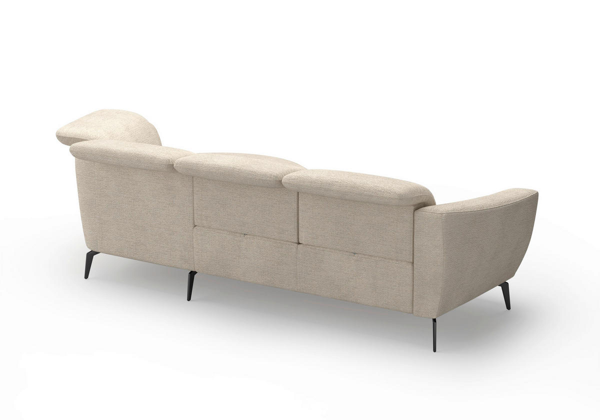 ECKSOFA ZOE E Sandfarben Chenille  - Sandfarben/Schwarz, KONVENTIONELL, Textil/Metall (309/199cm) - Sit & More