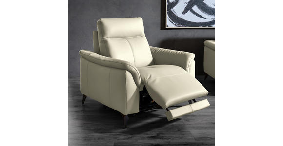 SESSEL in Echtleder Creme  - Creme/Schwarz, Design, Leder/Metall (107/105/98cm) - Belluti