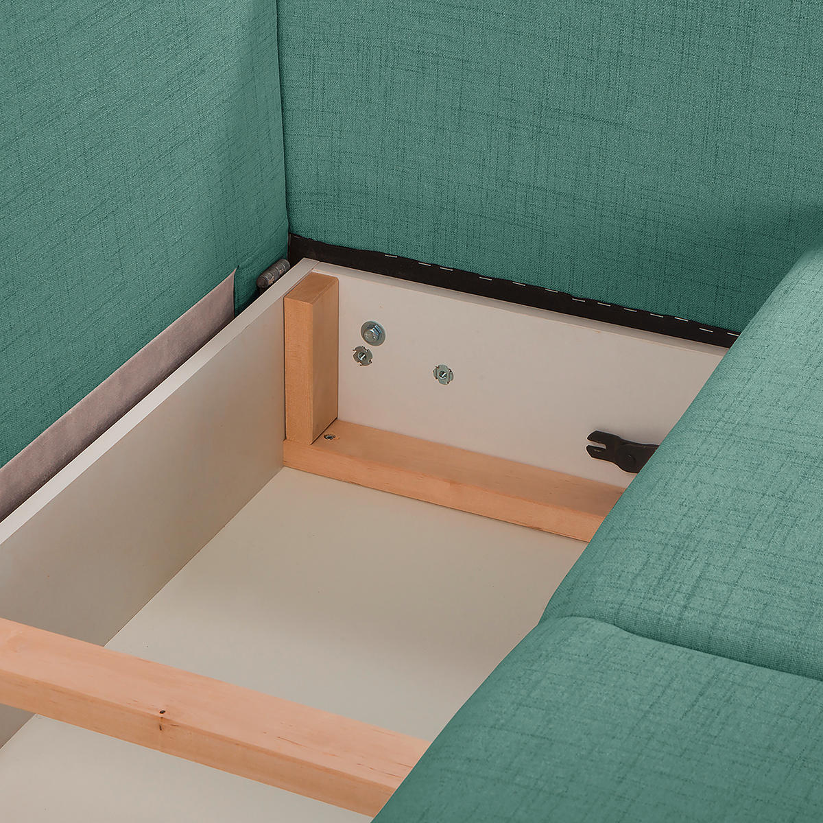 ECKSOFA in Textilgeflecht Mintgrün  - Wengefarben/Mintgrün, Design, Holz/Textil (257/174cm) - Livetastic