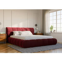 POLSTERBETT 180/200 cm,  in Rot, Lattenrost, Bettkasten,  - Rot/Schwarz, Design, Holz/Textil (180/200cm) - Chameo