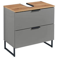 WASCHBECKENUNTERSCHRANK 60/60/35 cm  - Eichefarben/Schwarz, KONVENTIONELL, Holzwerkstoff/Metall (60/60/35cm) - home24