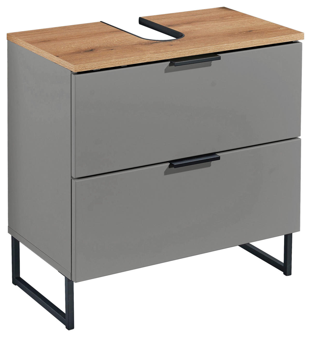 WASCHBECKENUNTERSCHRANK 60/60/35 cm  - Eichefarben/Schwarz, KONVENTIONELL, Holzwerkstoff/Metall (60/60/35cm) - home24