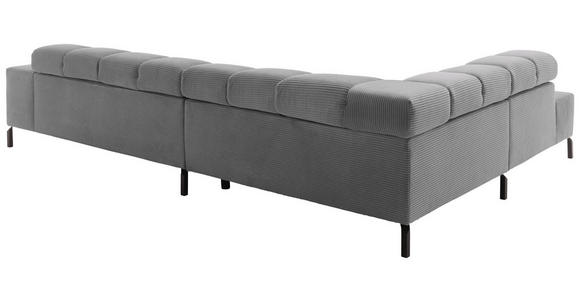 ECKSOFA in Cord Dunkelgrau  - Dunkelgrau/Schwarz, Design, Textil/Metall (216/321cm) - Hom`in