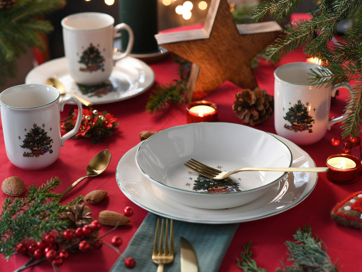 KOMBISERVICE Multicolor, Weiß Tannenbaum bunt 16-teilig 4 Personen  - Multicolor/Weiß, Basics, Keramik - Creatable