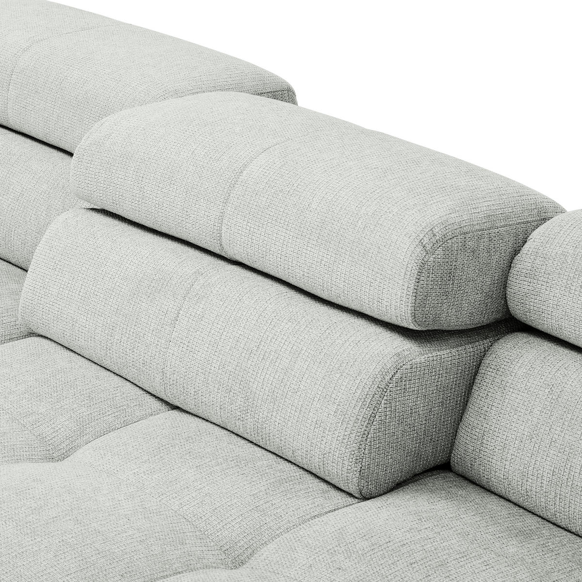ECKSOFA Hellgrau Flachgewebe  - Chromfarben/Hellgrau, KONVENTIONELL, Textil/Metall (224/282cm) - Hom`in
