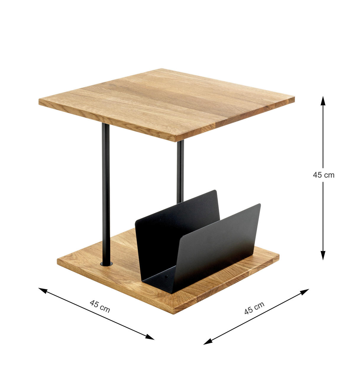 BEISTELLTISCH in Holz, Metall 45/45/45 cm  - Eichefarben/Schwarz, Design, Holz/Metall (45/45/45cm)