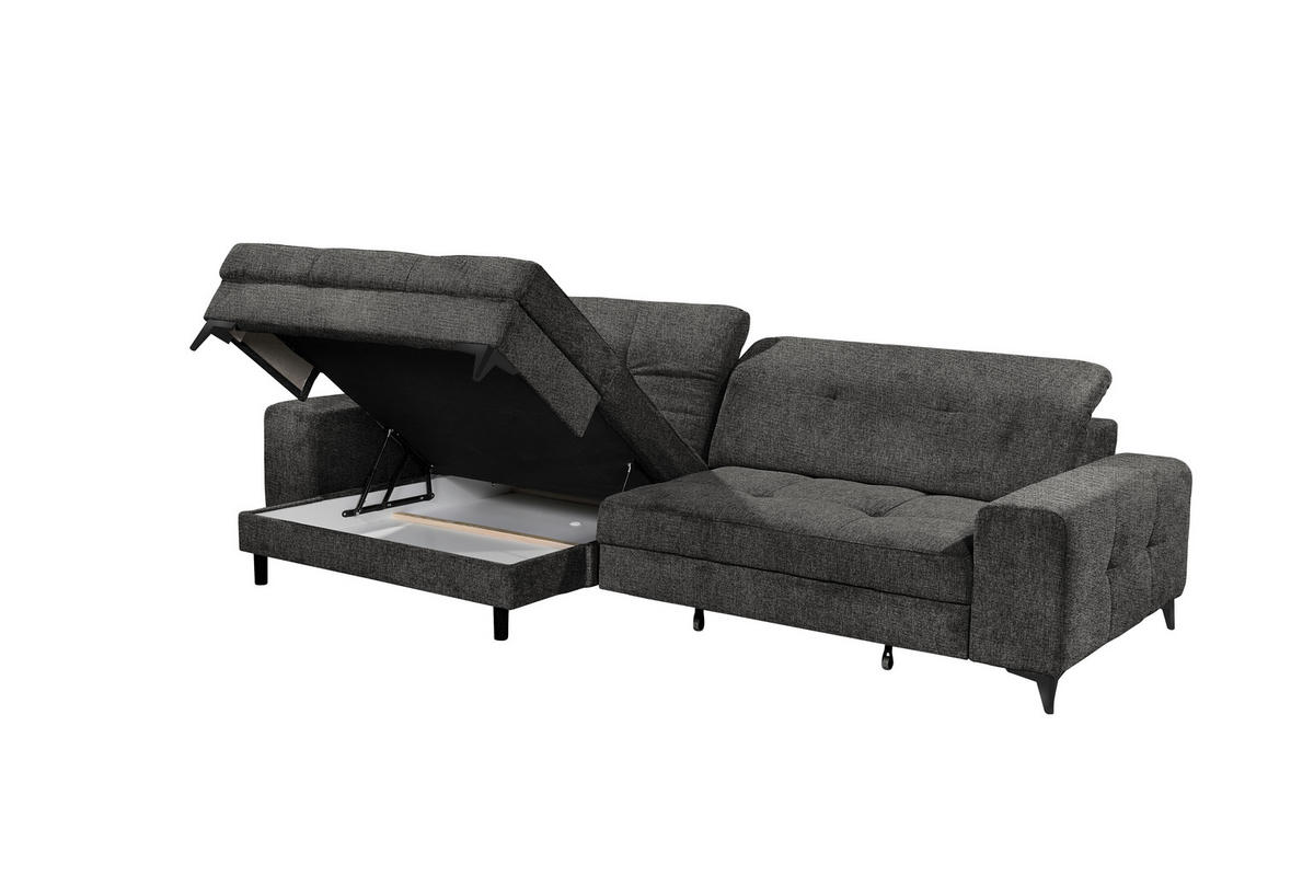 ECKSOFA SORELLA Graphitfarben Chenille Kopfteilverstellung, Sitztiefenverstellung  - Schwarz/Graphitfarben, Design, Kunststoff/Textil (182/328cm) - MID.YOU
