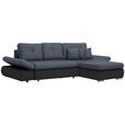 ECKSOFA in Webstoff Anthrazit, Blau  302/187 cm  - Chromfarben/Blau, Design, Kunststoff/Textil (302/187cm) - Carryhome