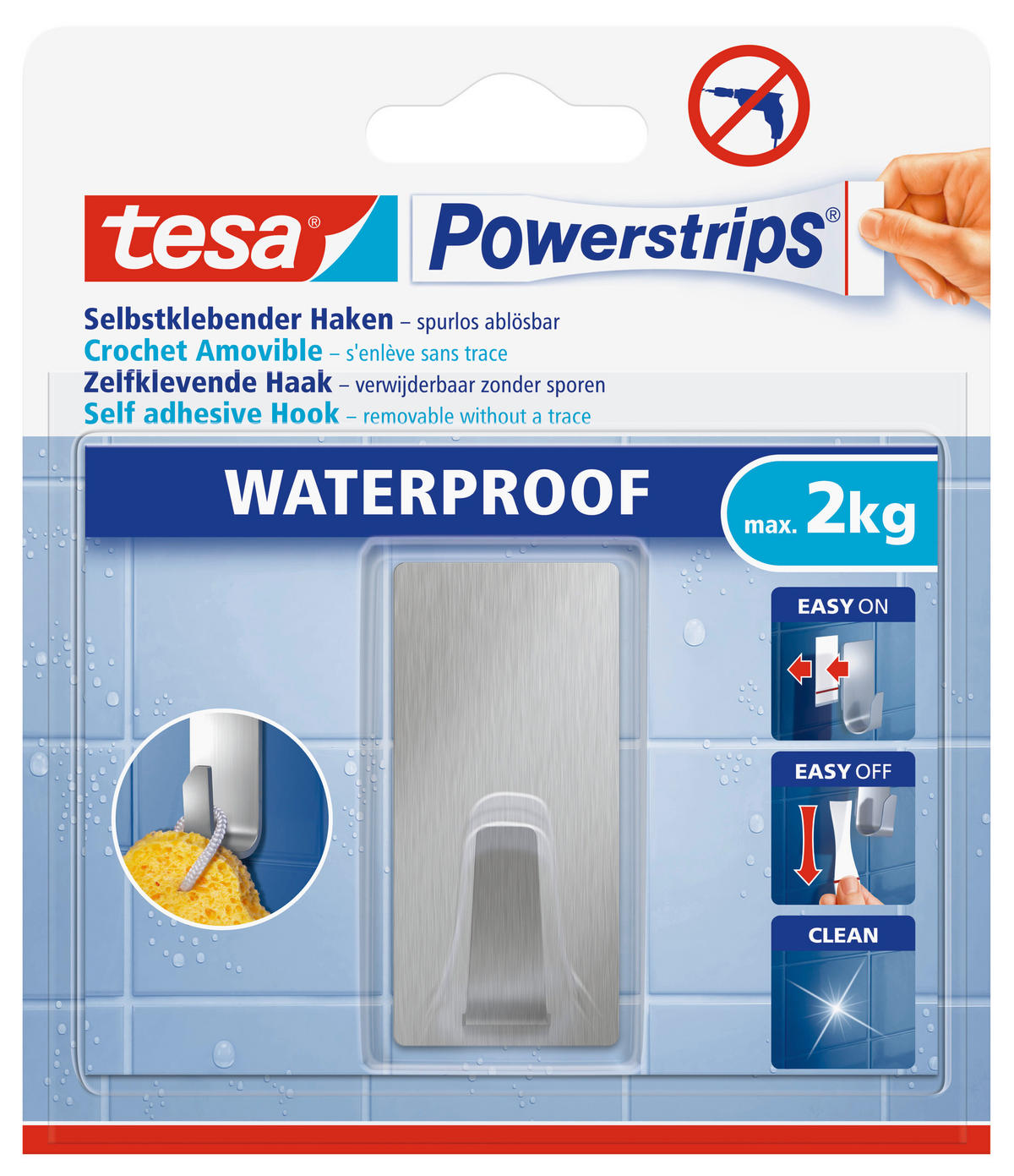 KLEBEHAKEN  in Edelstahlfarben  - Edelstahlfarben, Basics, Metall (2,8/6/1,6cm) - Tesa