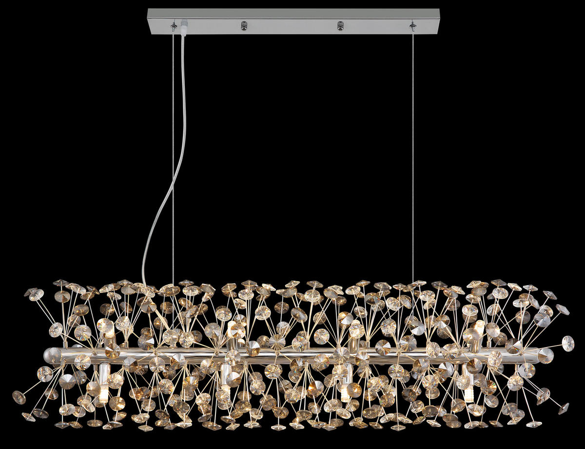 KŘIŠŤÁLOVÉ ZÁVĚSNÉ SVÍTIDLO, 90/30/150 cm  - šedá/průhledné, Lifestyle, kov/plast (90/30/150cm) - Globo