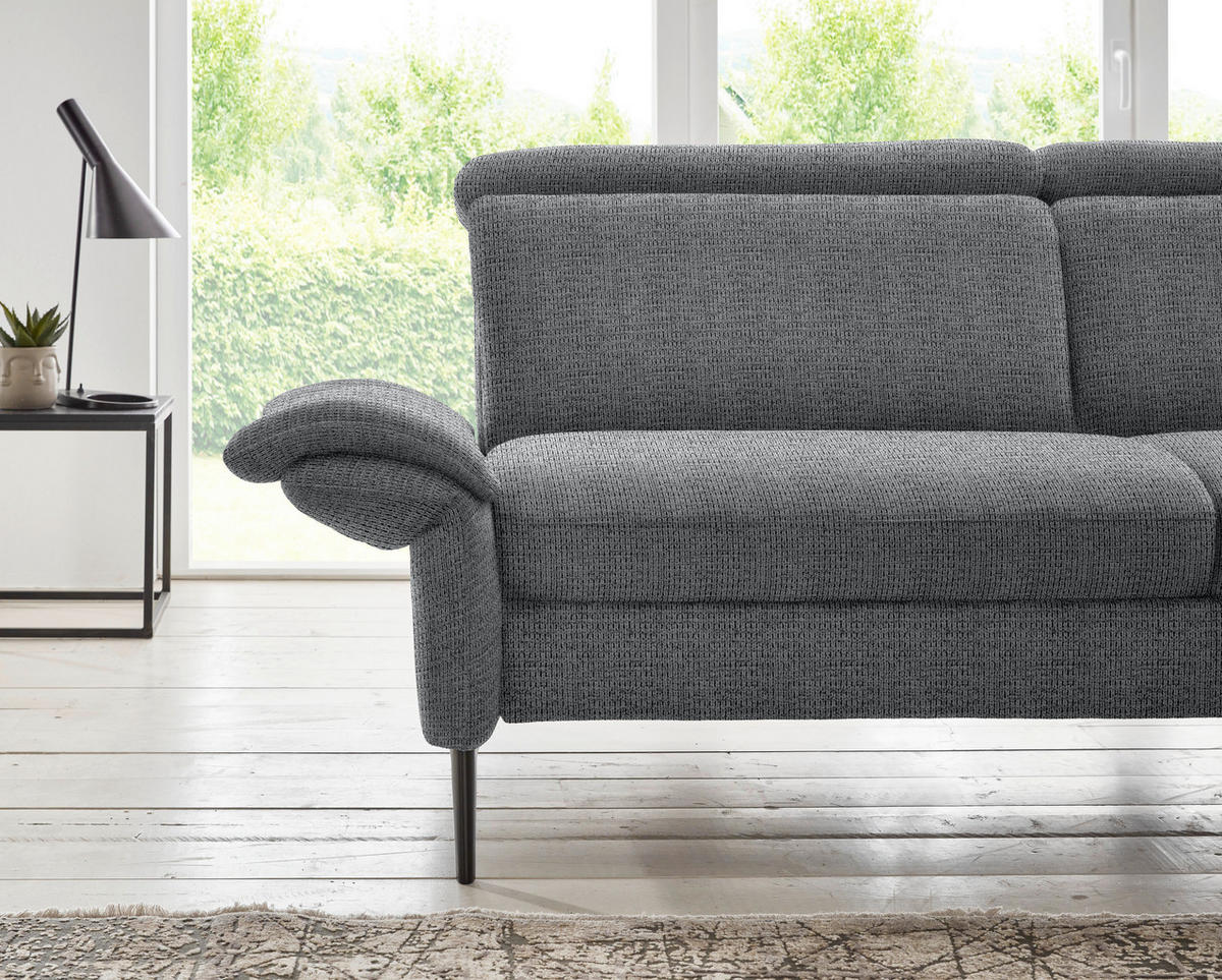 ECKSOFA in Struktur Anthrazit  - Anthrazit/Schwarz, Modern, Textil/Metall (275/235cm) - Cantus