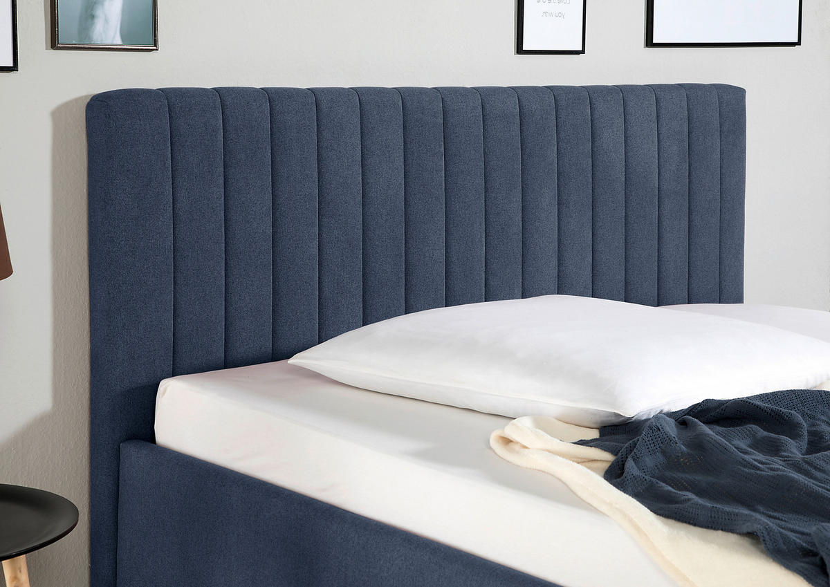 POLSTERBETT 200/200 cm,  in Blau,  - Blau/Naturfarben, MODERN, Holz/Textil (200/200cm) - Livetastic