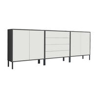SIDEBOARD Mailand Set 5 + MF  in 237/86/33 cm  - Anthrazit/Weiß, MODERN, Holzwerkstoff/Metall (237/86/33cm) - MID.YOU