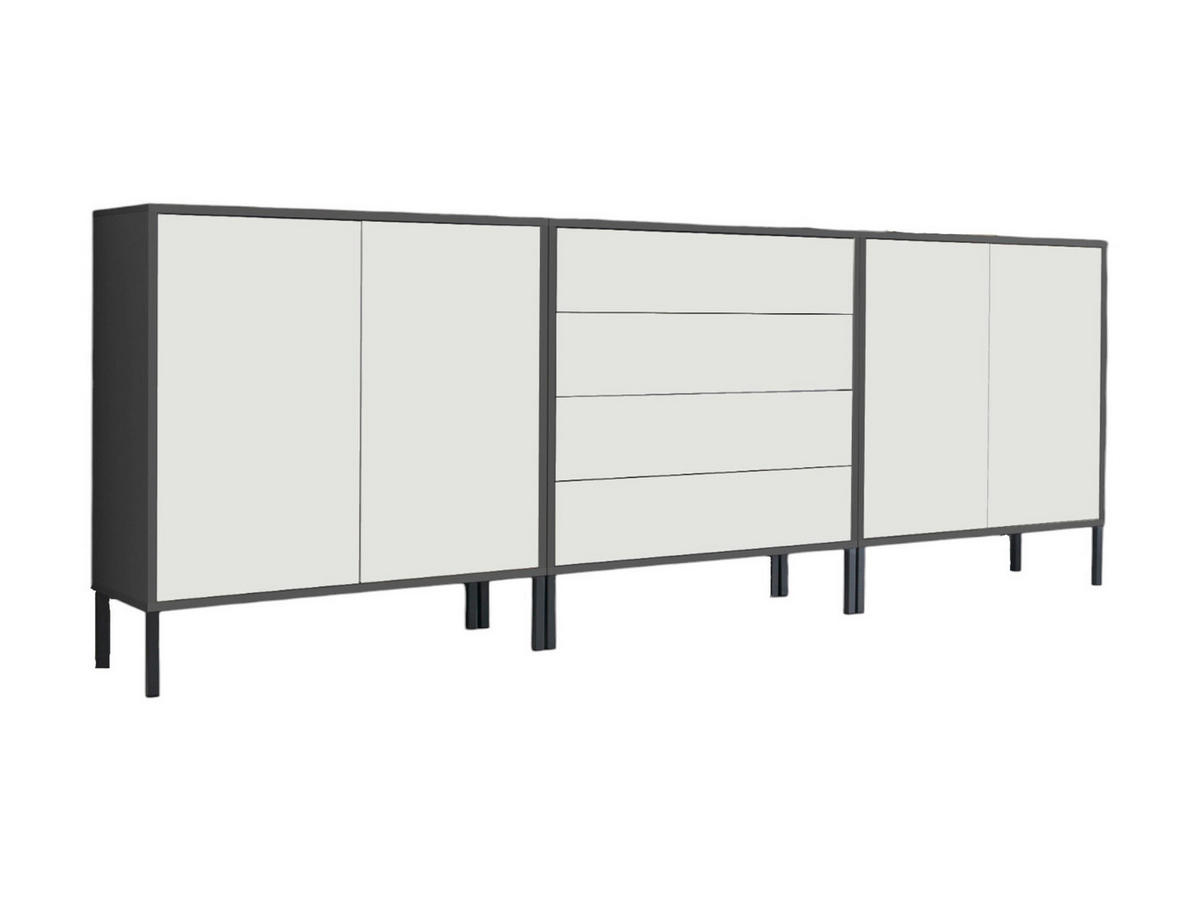 SIDEBOARD Mailand Set 5 + MF  in 237/86/33 cm  - Anthrazit/Weiß, MODERN, Holzwerkstoff/Metall (237/86/33cm) - MID.YOU