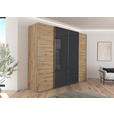 SCHWEBETÜRENSCHRANK 271/223/68 cm 4-türig Eiche Artisan  - Chromfarben/Eiche Artisan, KONVENTIONELL, Glas/Holzwerkstoff (271/223/68cm) - Novel