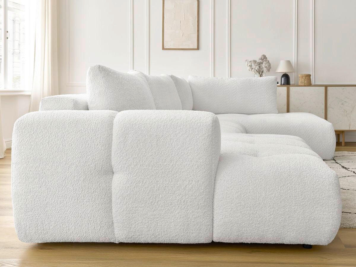 WOHNLANDSCHAFT  FUJI  Weiß Bouclé  - Schwarz/Weiß, MODERN, Kunststoff/Textil (160/377/204cm)