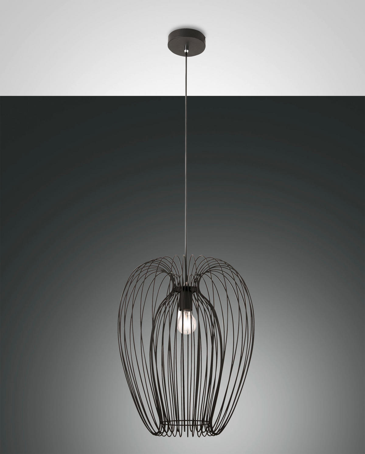 HÄNGELEUCHTE Camp 40/200 cm   - Schwarz, LIFESTYLE, Metall (40/200cm) - Fabas Luce