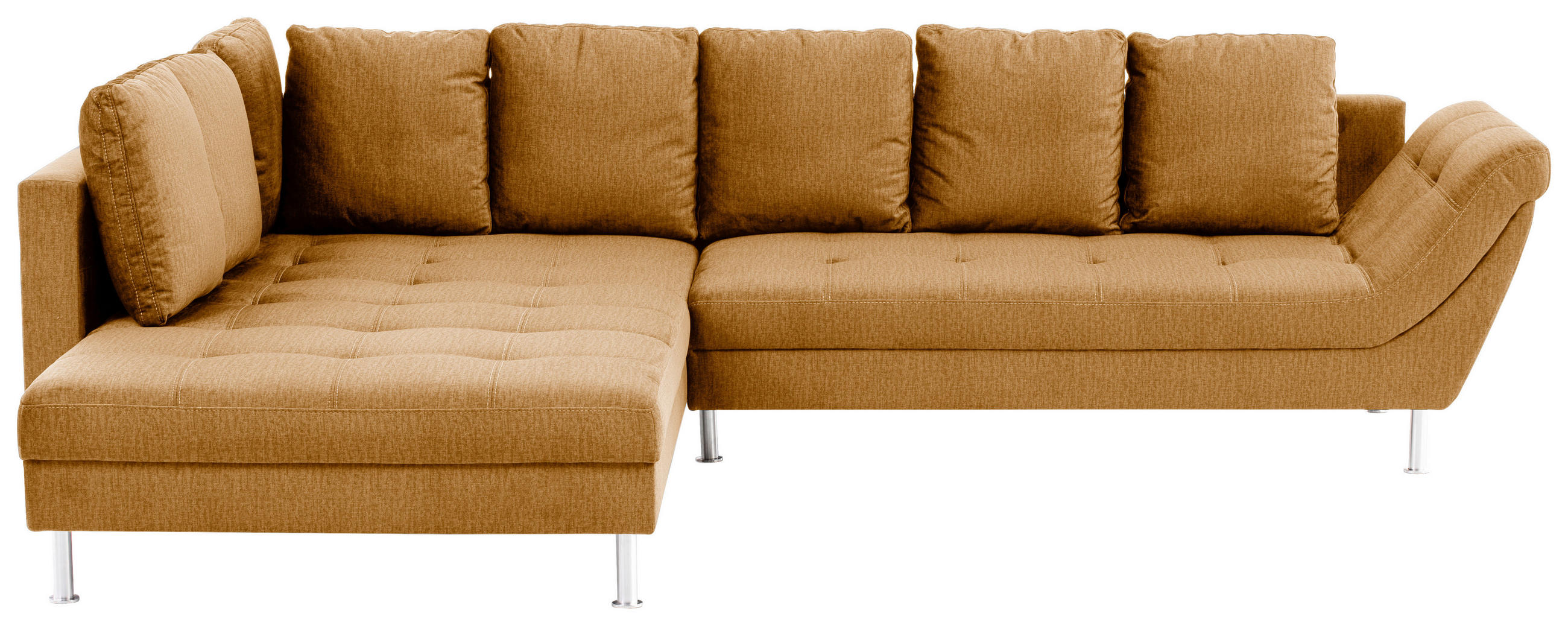 ECKSOFA Gelb Velours  - Chromfarben/Gelb, Design, Kunststoff/Textil (224/326cm) - Stylife