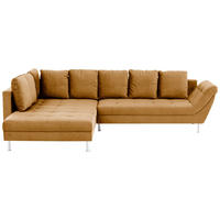 ECKSOFA in Velours Gelb  - Chromfarben/Gelb, Design, Kunststoff/Textil (224/326cm) - Stylife