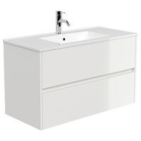 WASCHTISCHKOMBI  - Weiß Hochglanz/Weiß, MODERN, Keramik/Holzwerkstoff (101/58,6/47cm) - MID.YOU