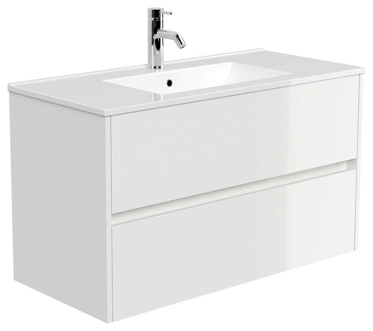 WASCHTISCHKOMBI  - Weiß Hochglanz/Weiß, MODERN, Keramik/Holzwerkstoff (101/58,6/47cm) - MID.YOU