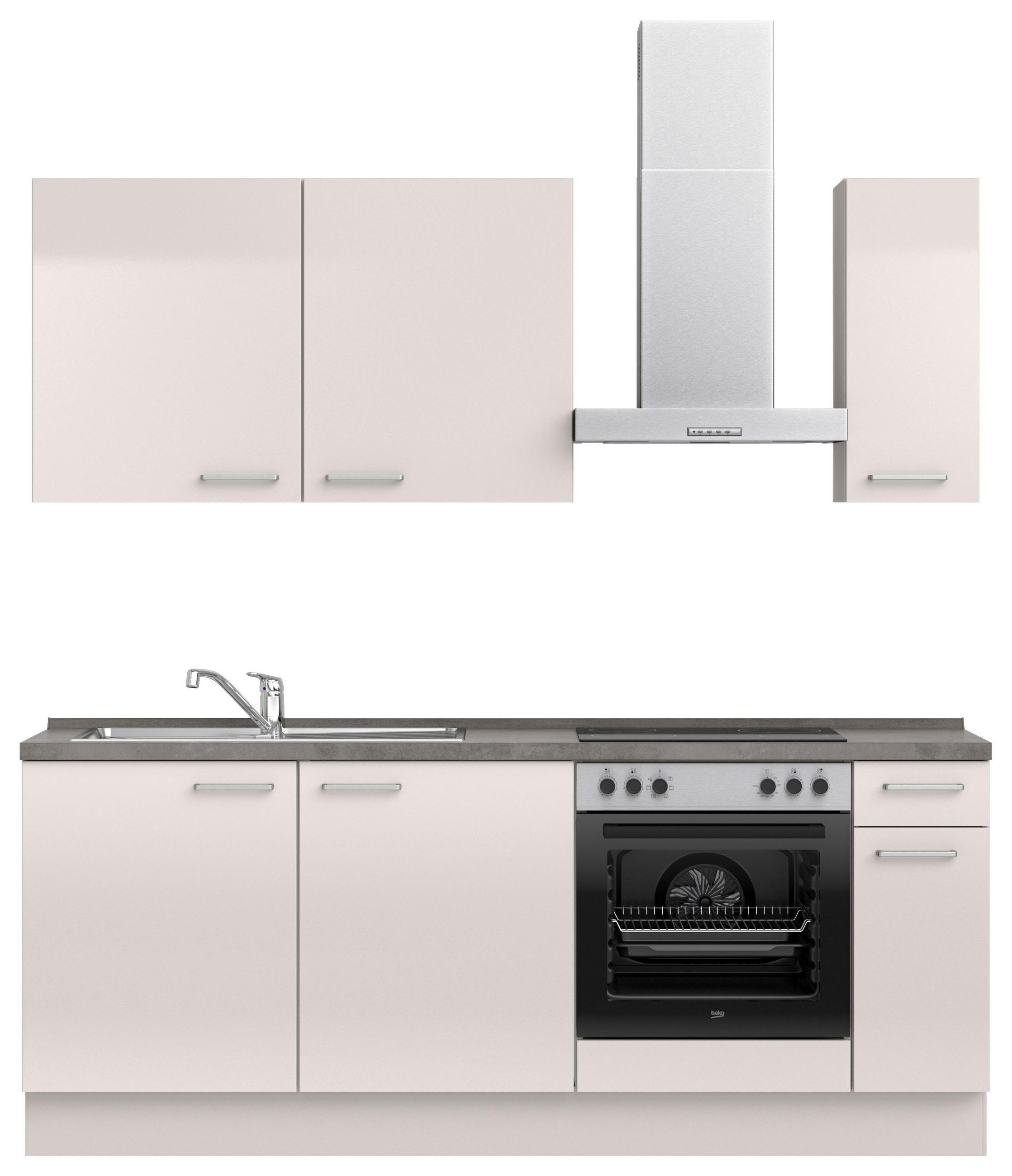 KÜCHENLEERBLOCK 210 cm   in Schieferfarben, Hellgrau  - Schieferfarben/Edelstahlfarben, MODERN, Holzwerkstoff/Metall (210cm) - Nobilia