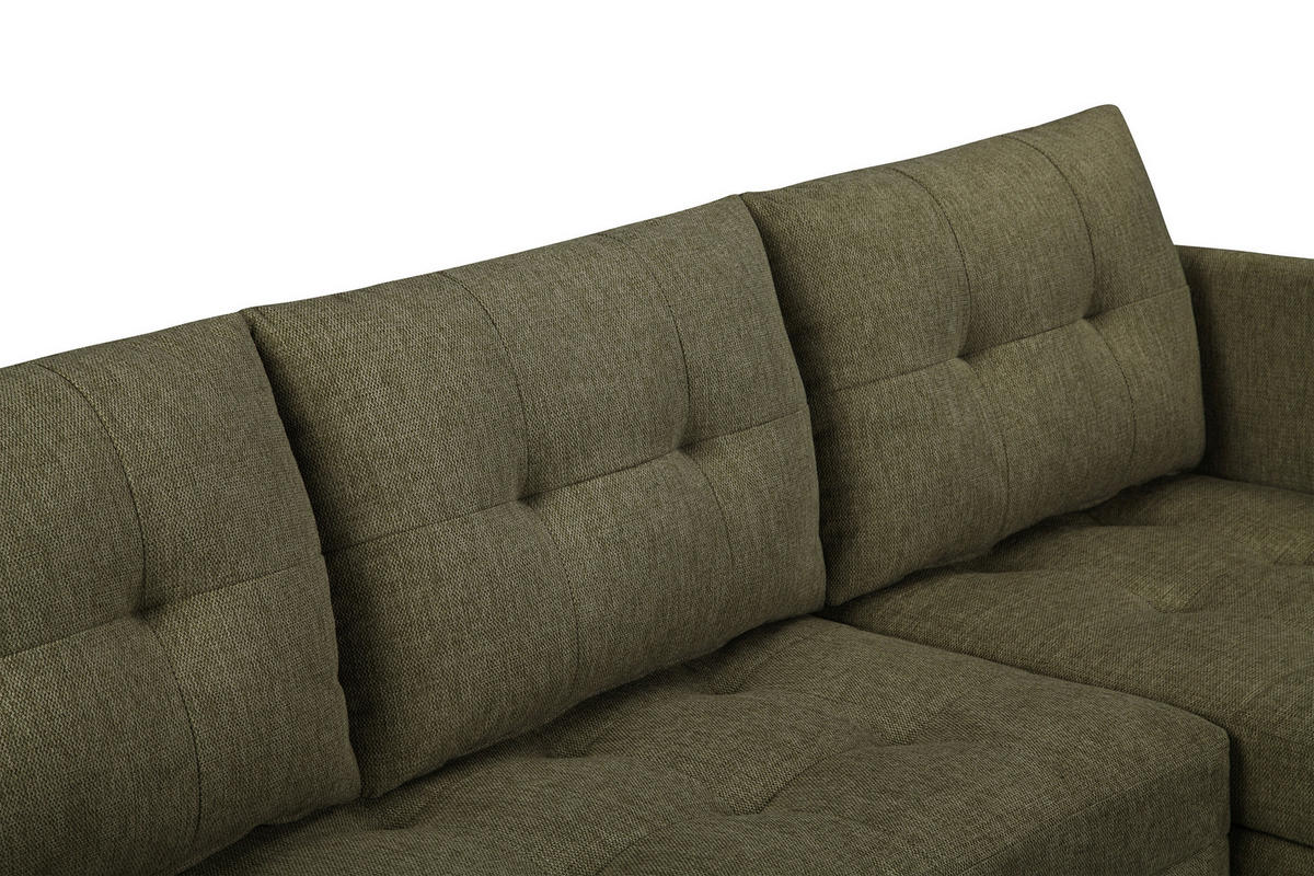 ECKSOFA SOLIN Grün Webstoff Rückenkissen, Bettkasten  - Braun/Grün, Design, Holz/Textil (188/79/123cm) - P & B