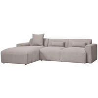ECKSOFA in Cord Taupe  - Taupe/Schwarz, Design, Kunststoff/Textil (196/303cm) - Livetastic