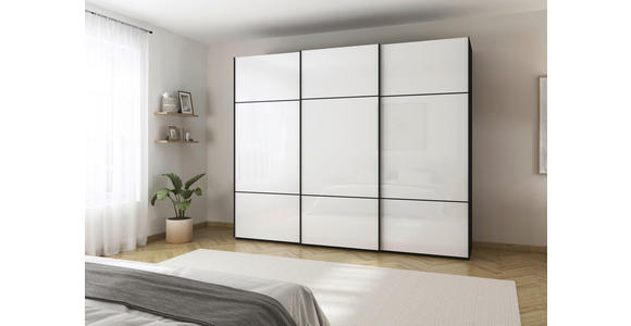 SCHWEBETÜRENSCHRANK in Schwarz, Weiß - Schwarz/Weiß, KONVENTIONELL, Glas/Holzwerkstoff (271/223/68cm) - Novel