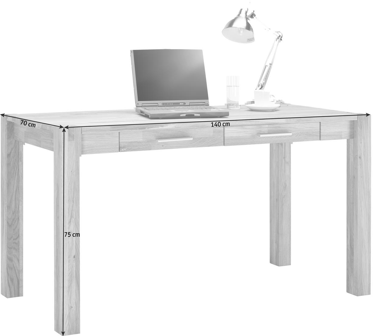 SCHREIBTISCH 140/70/76 cm  in Wildeiche  - Wildeiche/Alufarben, Natur, Holz/Kunststoff (140/70/76cm) - Linea Natura