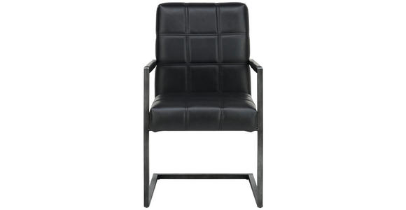 ARMLEHNSTUHL  in Eisen Lederlook  - Schwarz, Trend, Textil/Metall (55/92/63cm) - Ambia Home