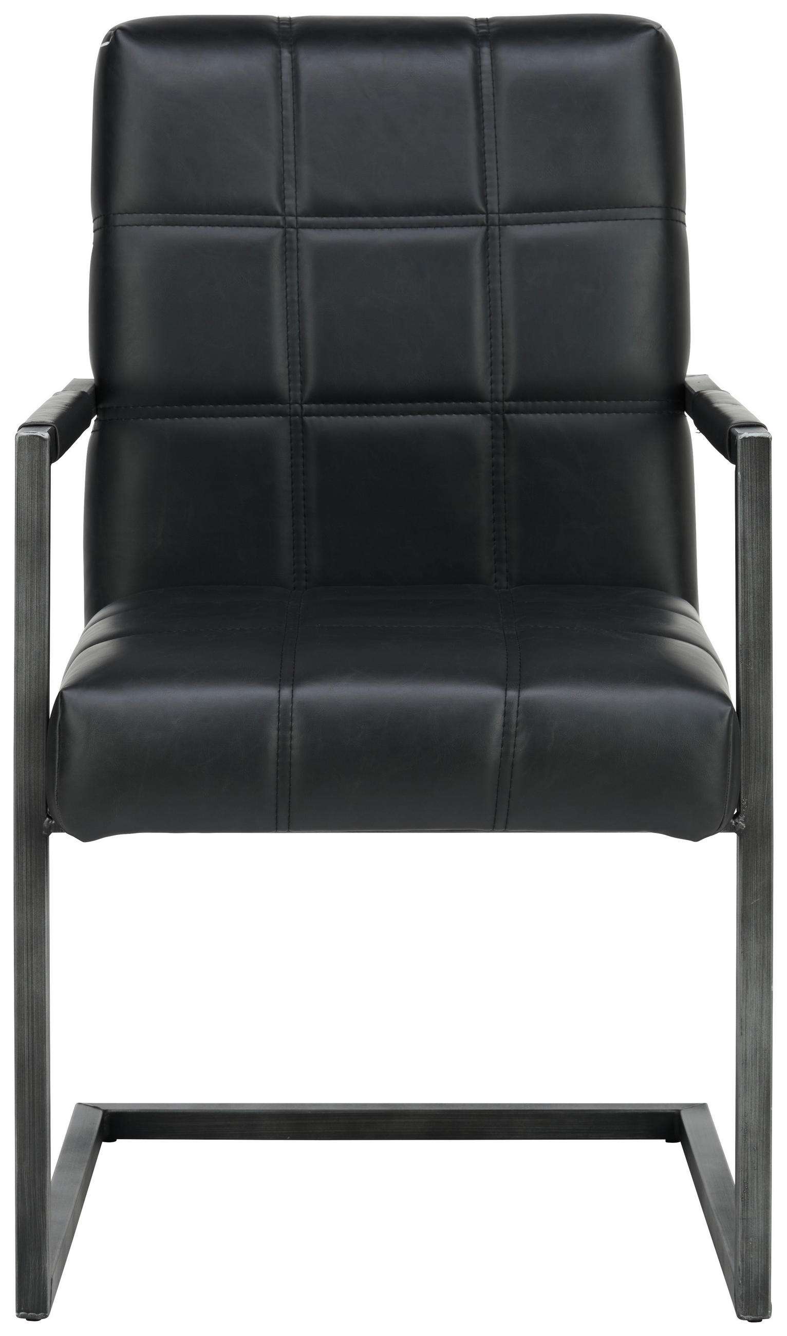 STOL MED ARMSTÖD järn läderimitation  - svart, Trend, metall/textil (55/92/63cm) - Ambia Home