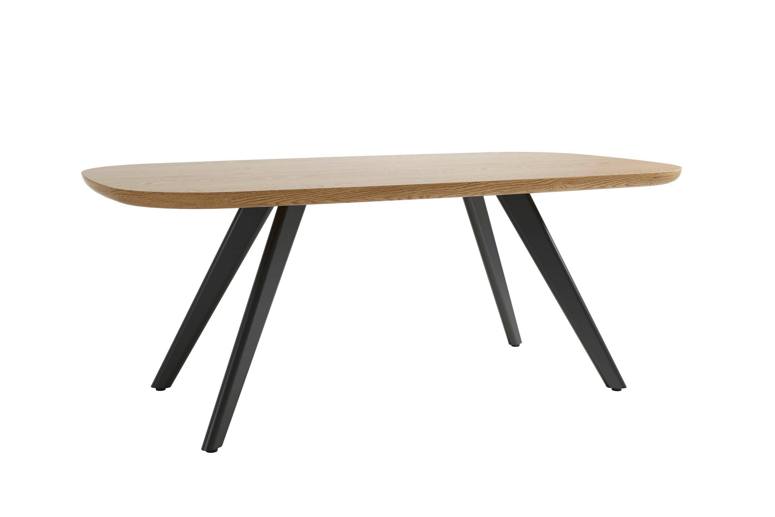 ESSTISCH 200/100/76 cm Nachbildung  Metall, Holzwerkstoff bootsförmig Eichefarben  - Eichefarben/Schwarz, MODERN, Holzwerkstoff/Metall (200/100/76cm) - Schöner Wohnen