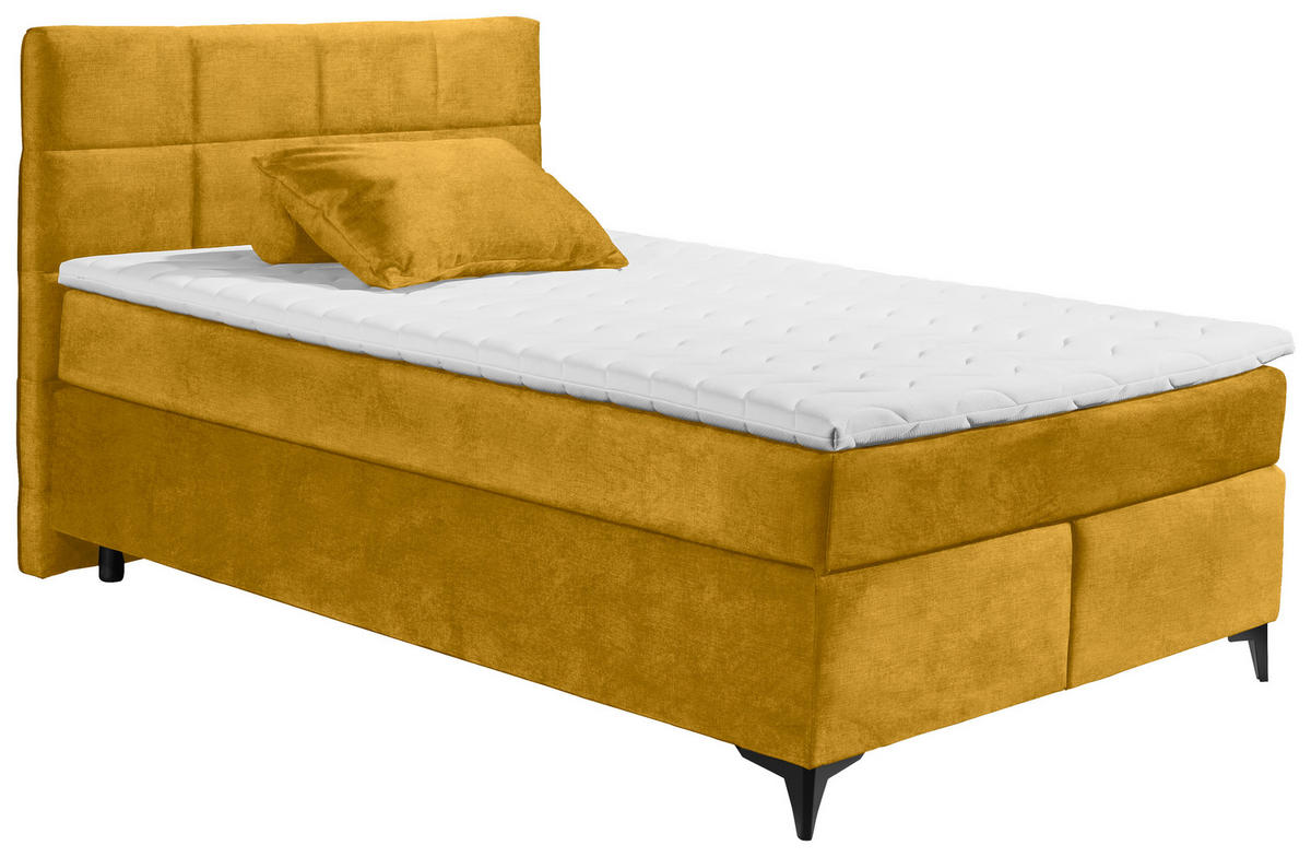 BOXSPRINGBETT 140/200 cm  in Currygelb  - Currygelb/Schwarz, Design, Holzwerkstoff/Kunststoff (140/200cm) - Xora